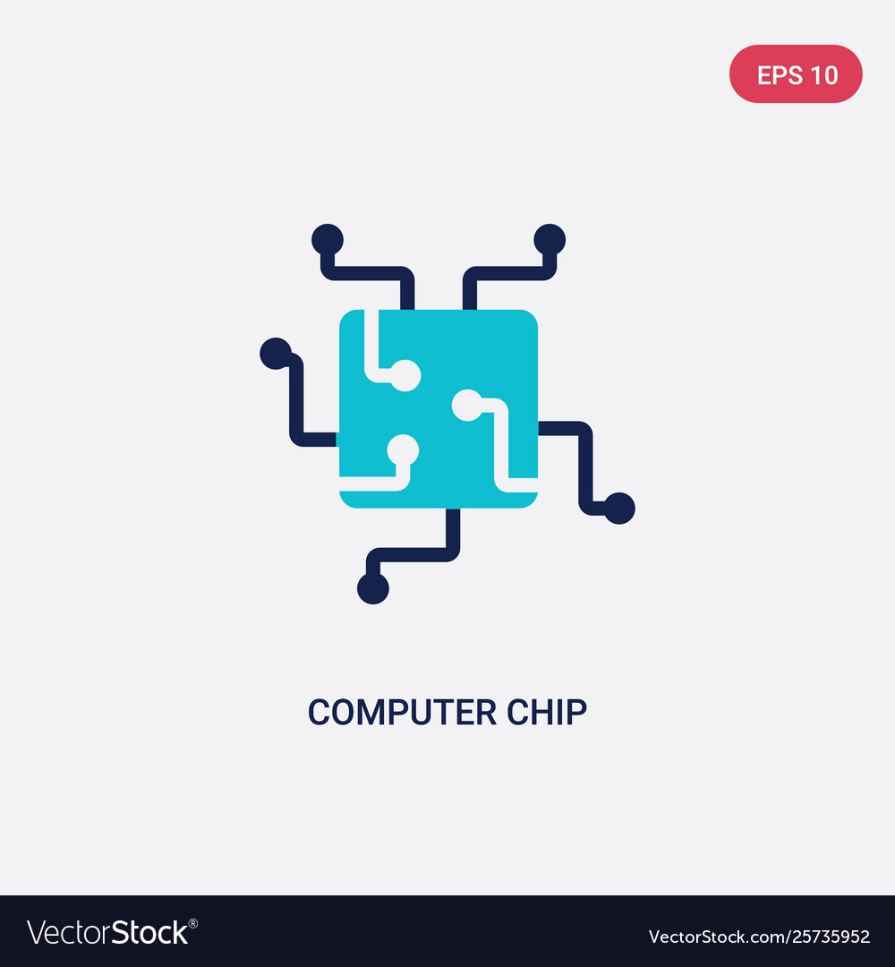 Two color computer chip icon from vector image Two color computer chip icon from