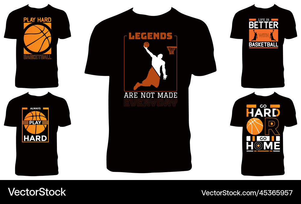 Basketball t shirt design collection Royalty Free Vector
