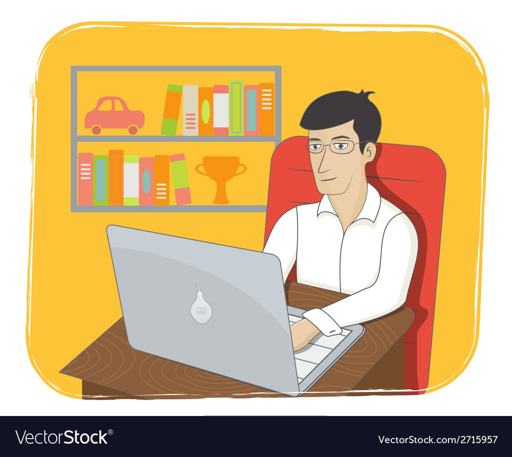 Business man working on laptop online Royalty Free Vector