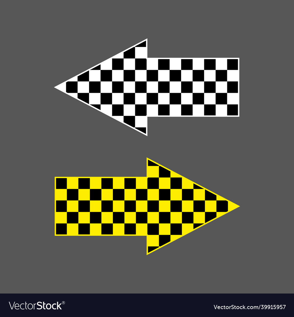 Chess arrows set with checkerboard texture vector image Chess arrows set with checkerboard texture