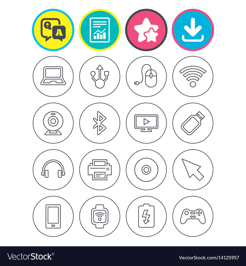 Computer elements icons notebook usb port