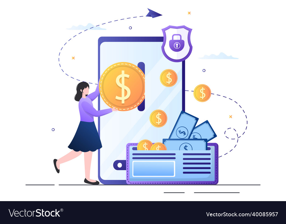 Cryptocurrency wallet app on mobile of blockchain Vector Image Cryptocurrency wallet app on mobile of blockchain