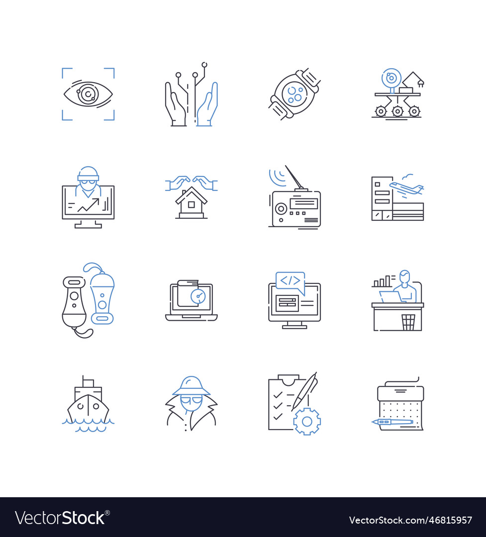Cyber gadgets line icons collection encryption vector image Cyber gadgets line icons collection encryption