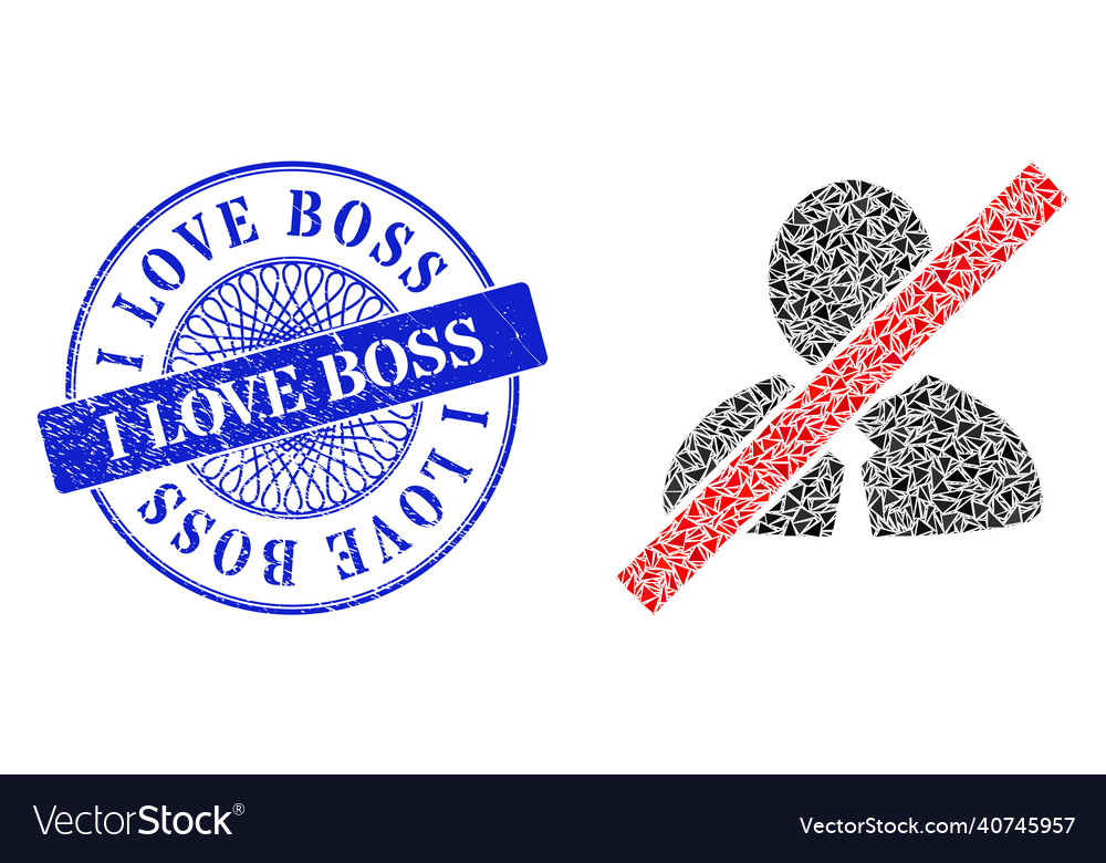 Distress i love boss stamp seal and triangle