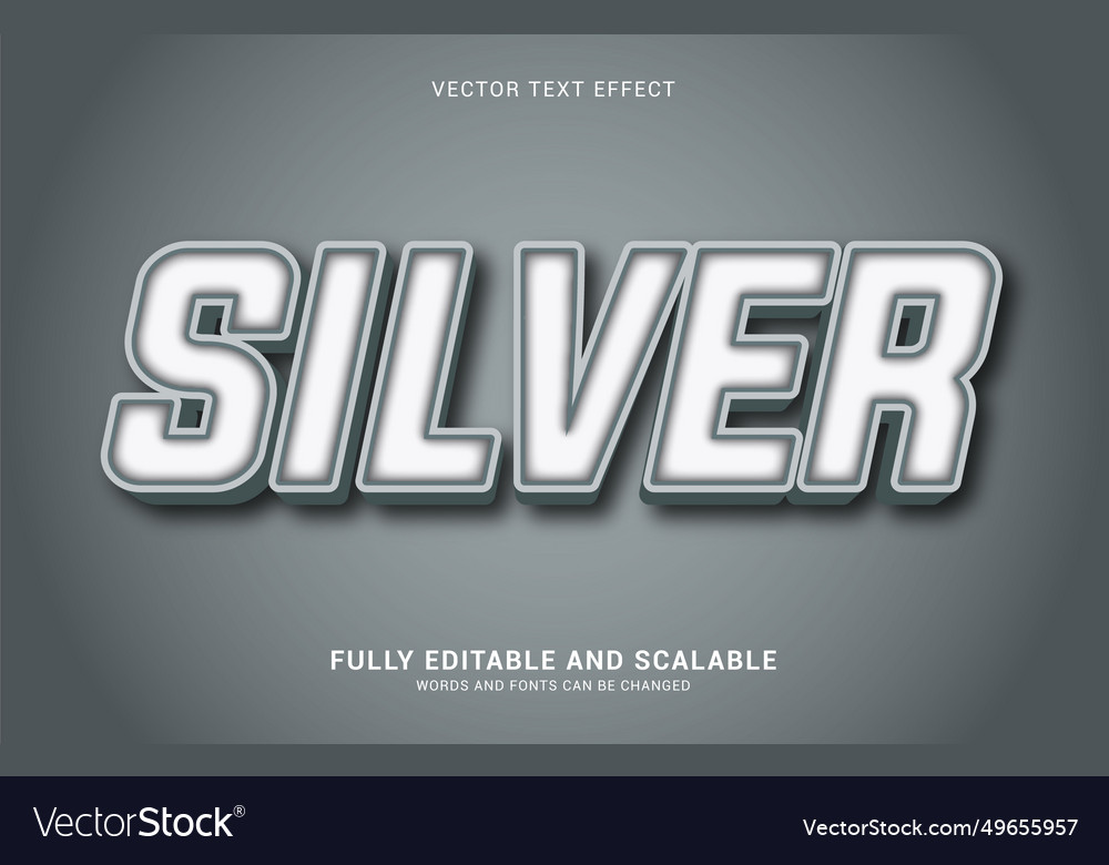 Editable text effect silver style