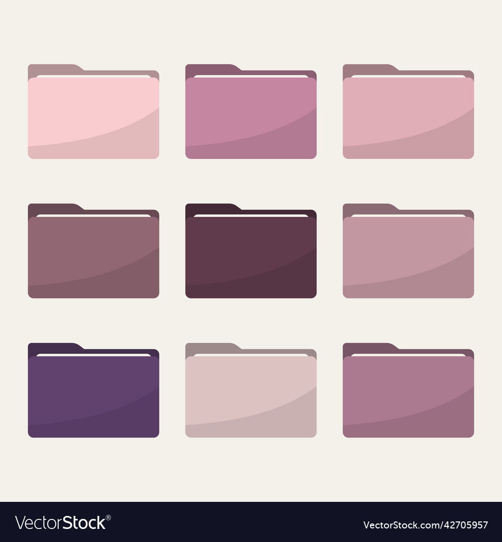 Folder icons set all type of document file Vector Image