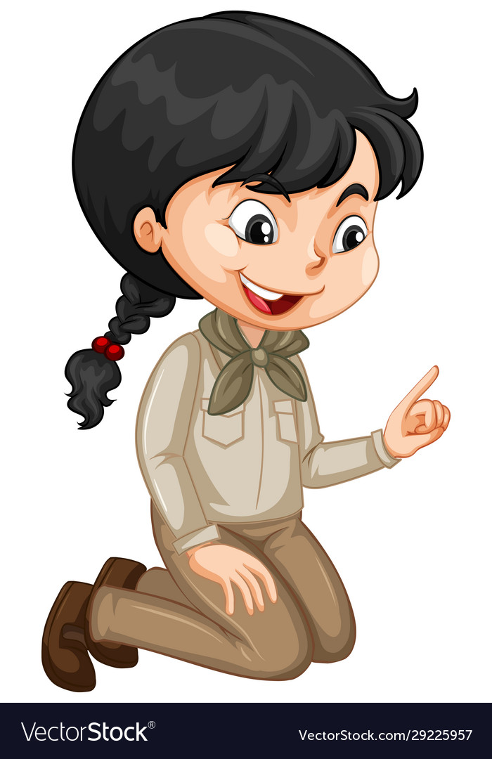 Girl in brown uniform on white background Vector Image