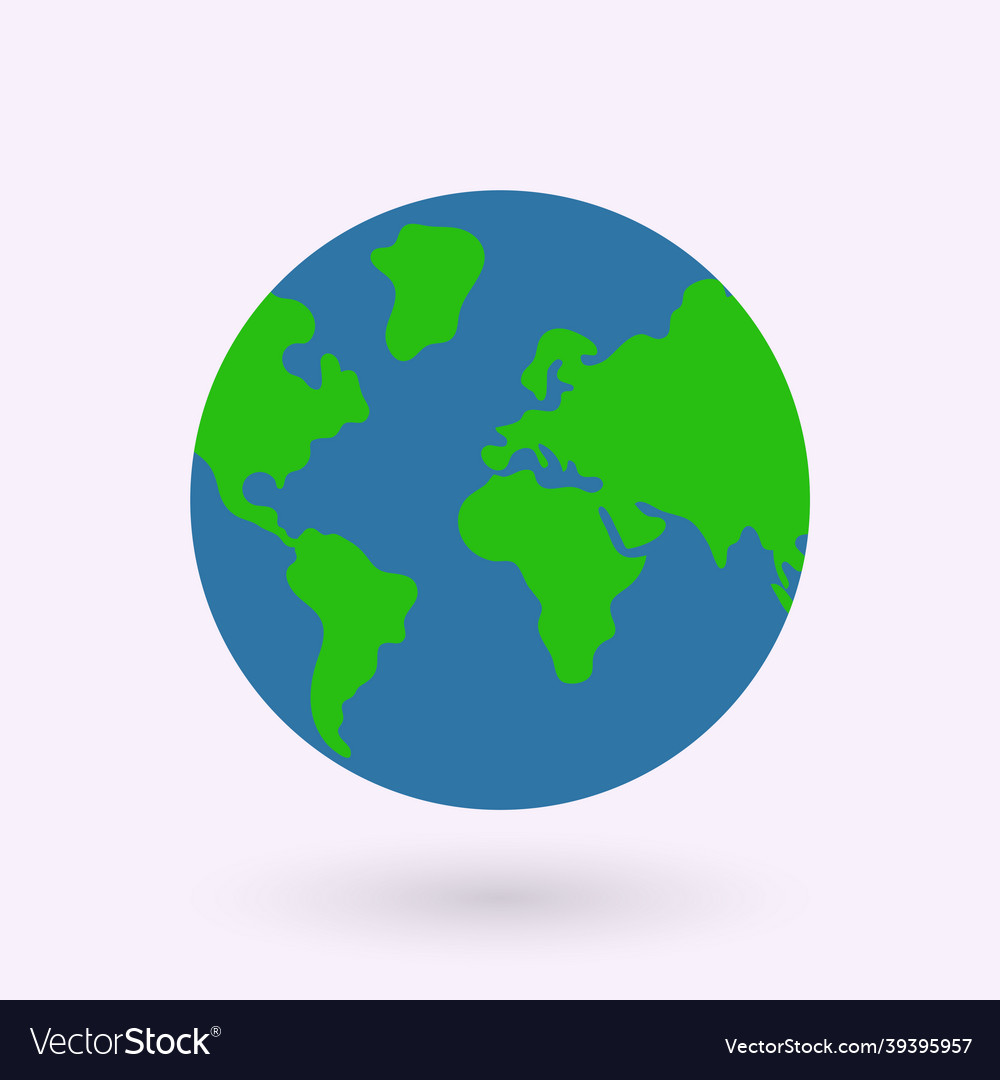 Globe world map with shadow on white background vector image Globe world map with shadow on white background