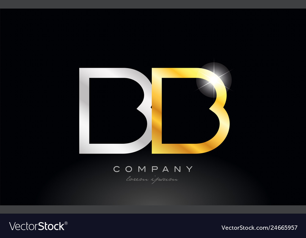 Gold Silver Alphabet Letter Bb B Combination Vector Image