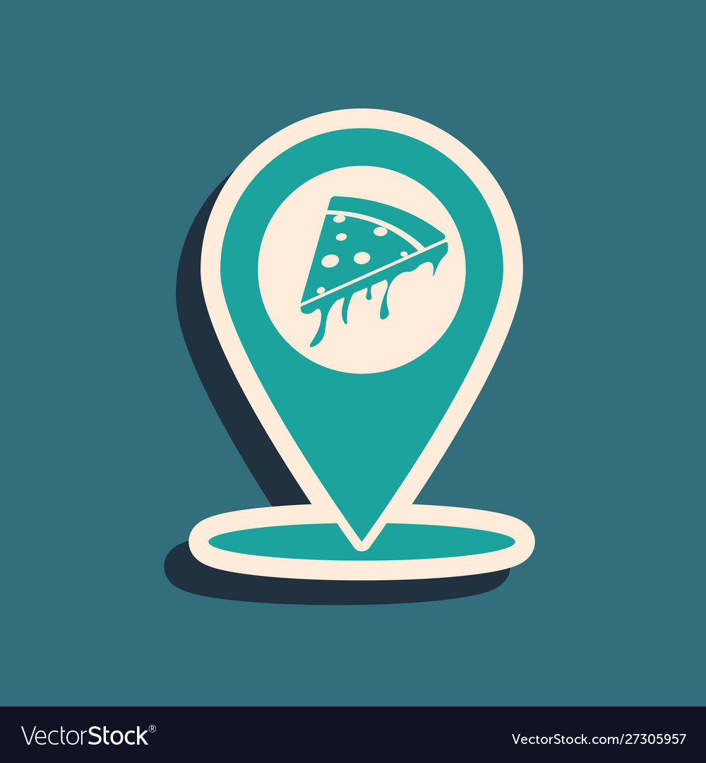 Green map pointer with fast food slice pizza icon vector image Green map pointer with fast food slice pizza icon