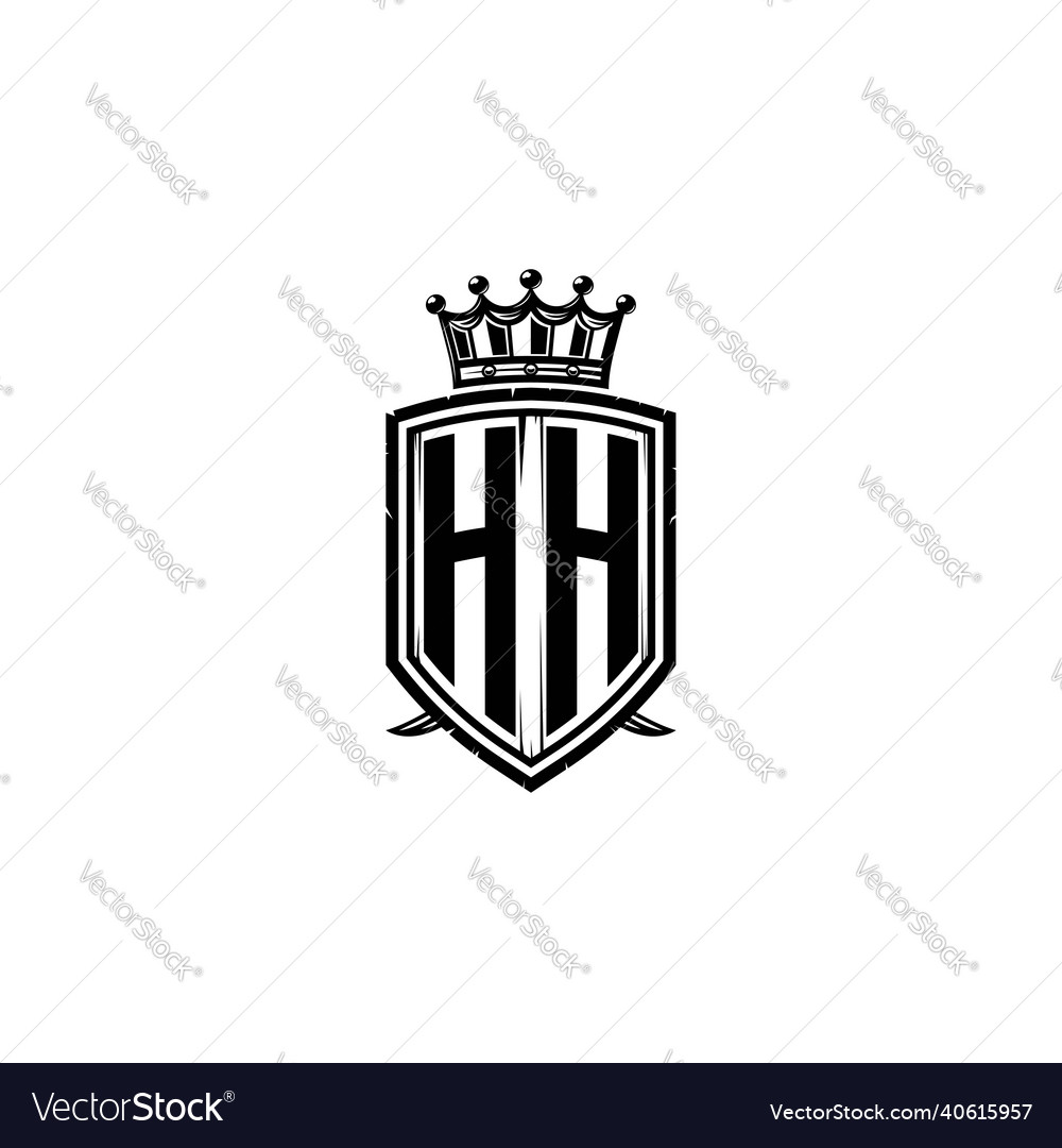 Hh logo monogram shield crown luxury design Vector Image