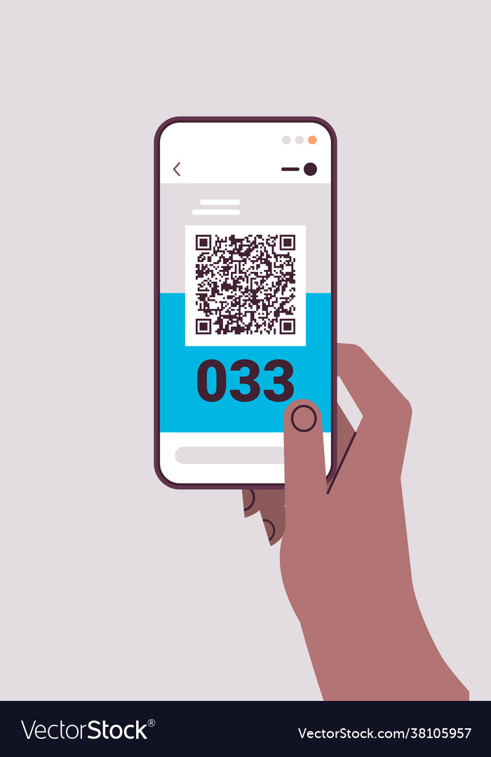 Human hand using qr barcode with queue number vector image Human hand using qr barcode with queue number