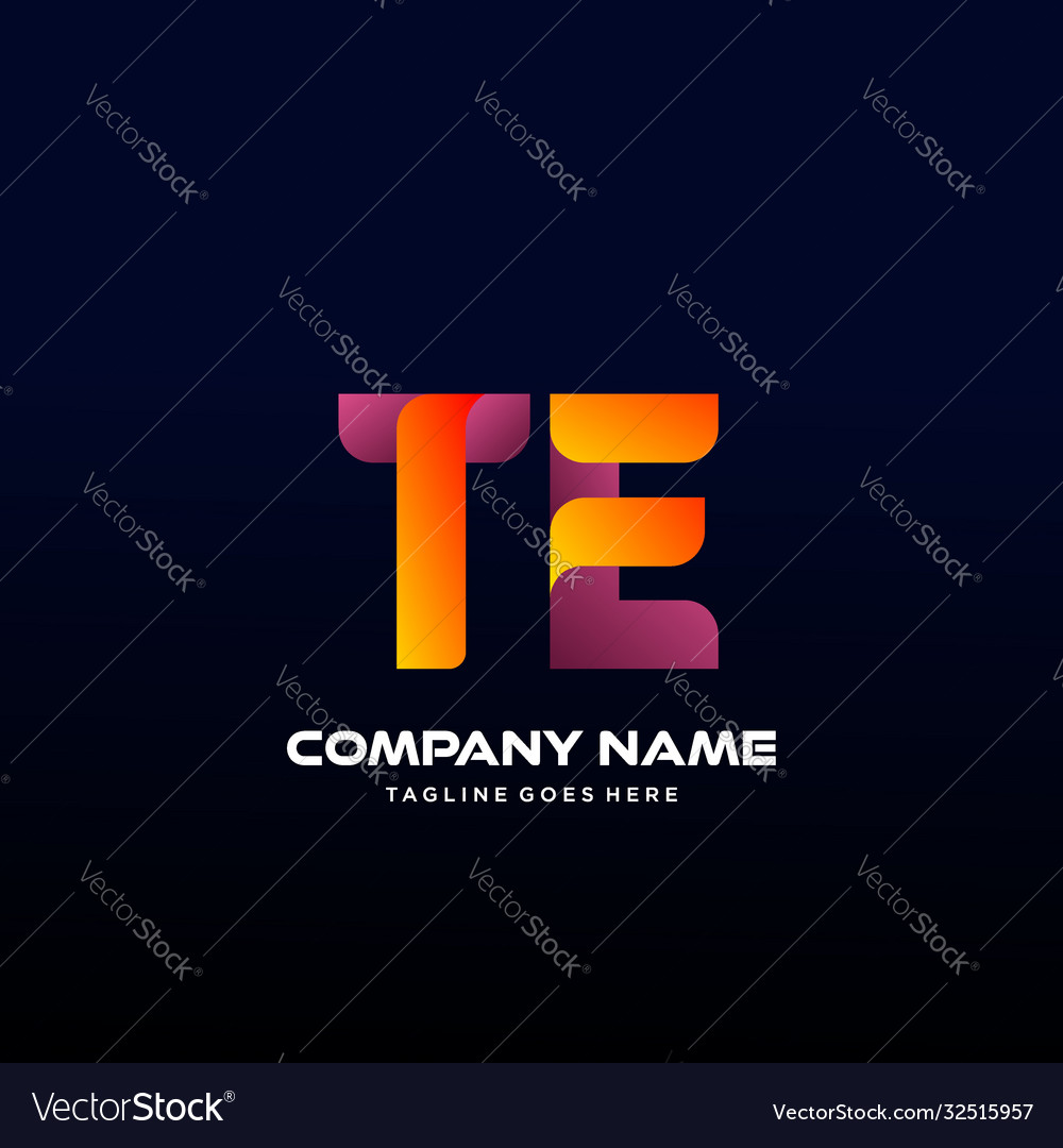 Letter te initial logo with colorful