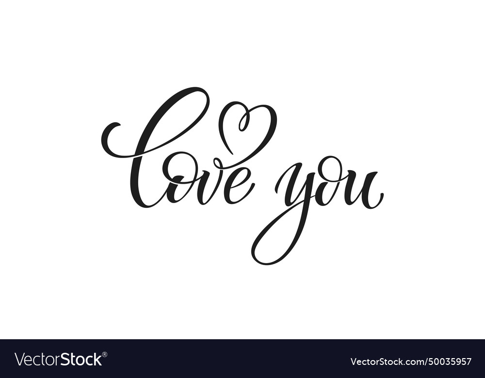 Love you lettering hand drawn word Royalty Free Vector Image