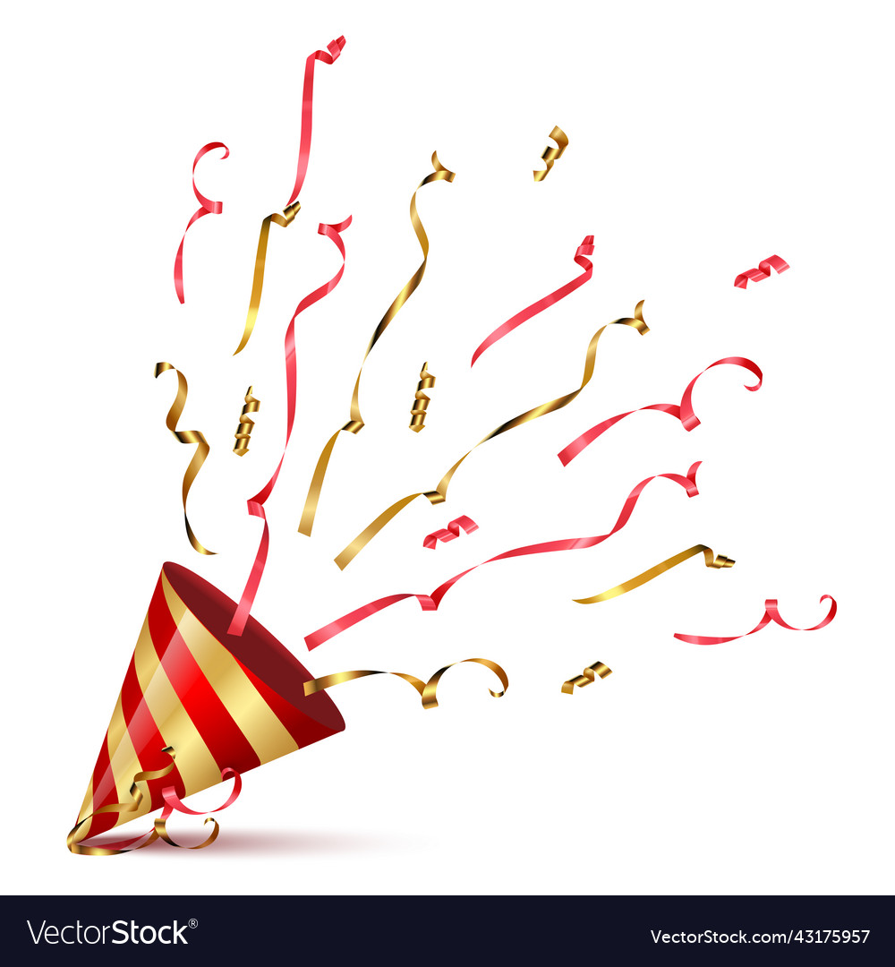 Red and golden striped cone with exploding