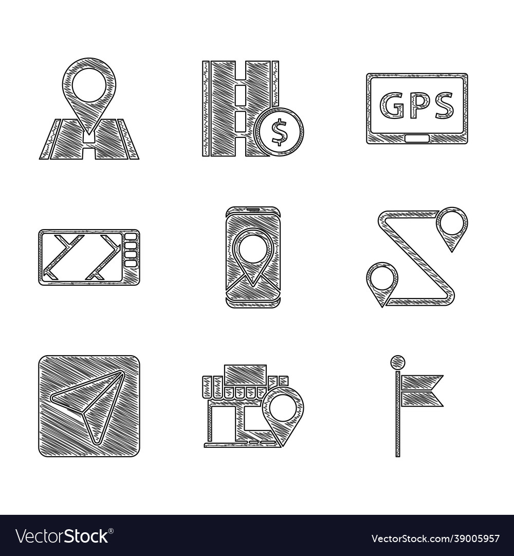 Set city map navigation location with store vector image Set city map navigation location with store