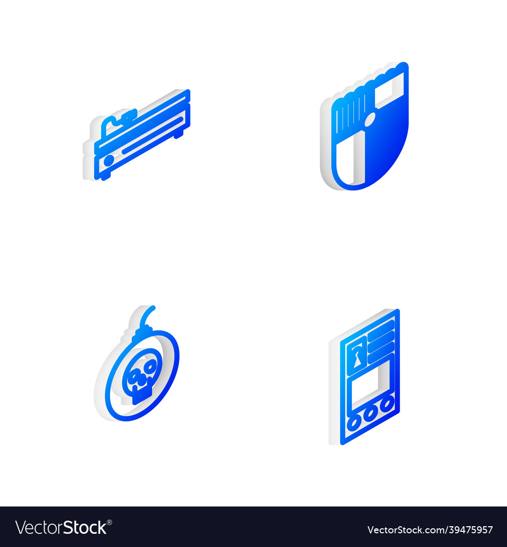 Set isometric line shield for game video console