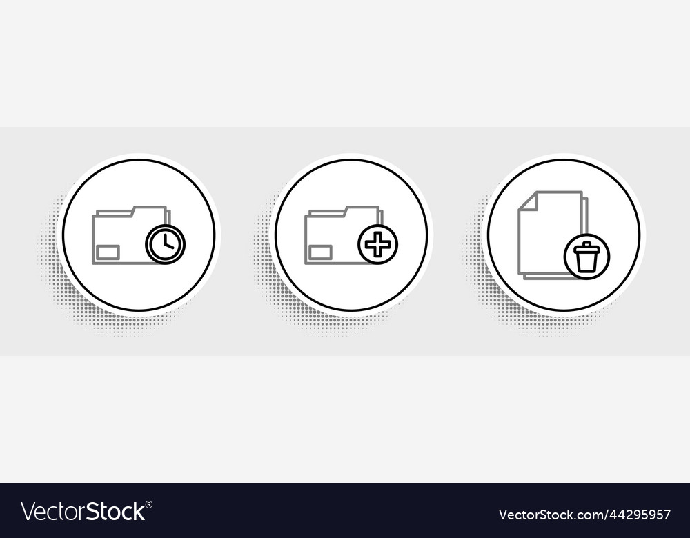 Set line delete file document folder vector image Set line delete file document folder