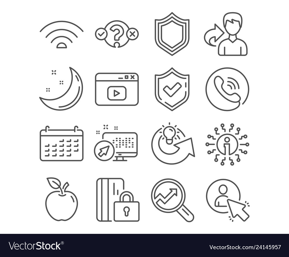 Set security user and quiz test icons wifi vector image Set security user and quiz test icons wifi