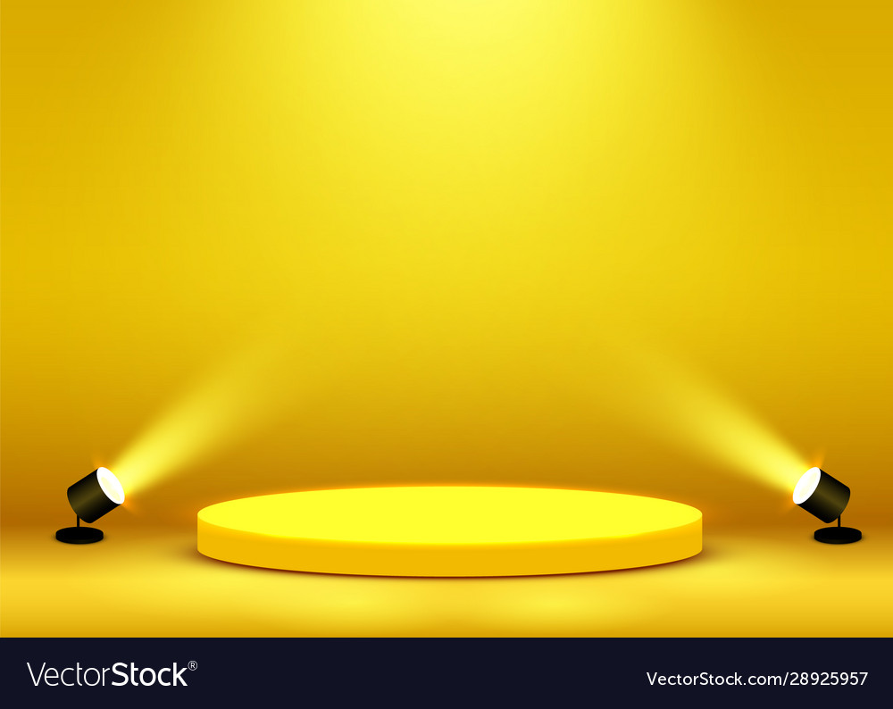 Stage podium scene for award ceremony illuminated