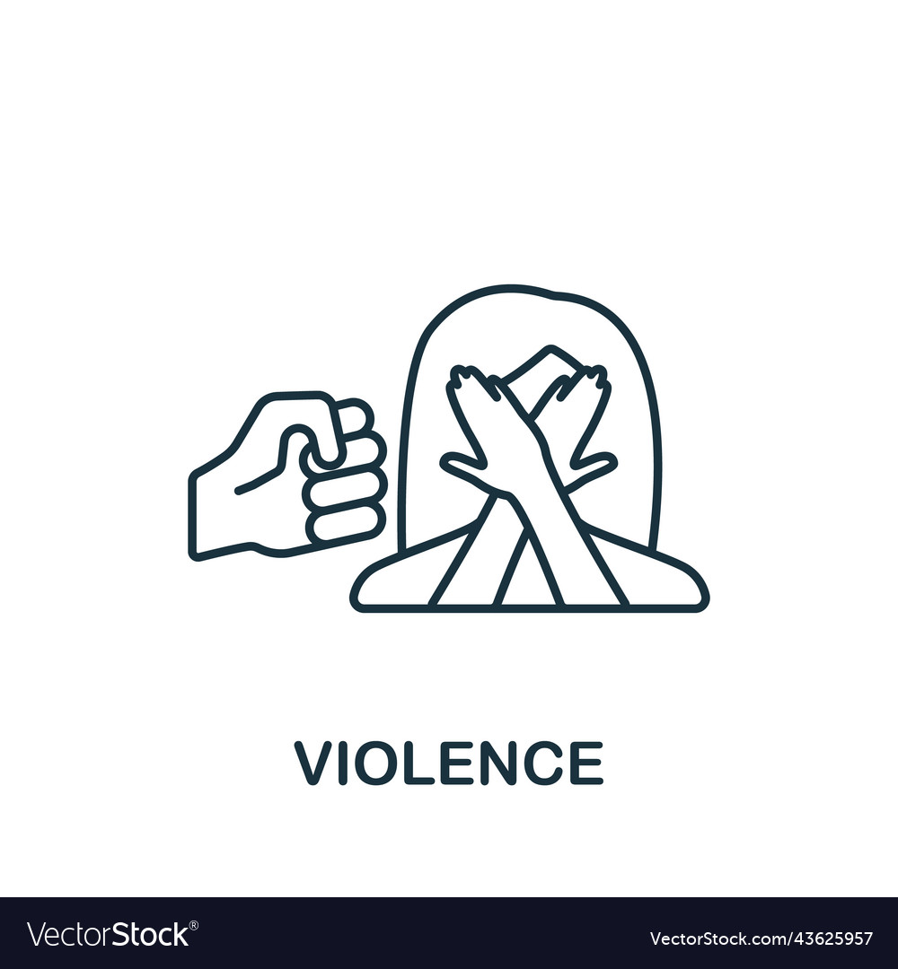 Violence icon monochrome simple line harassment Vector Image