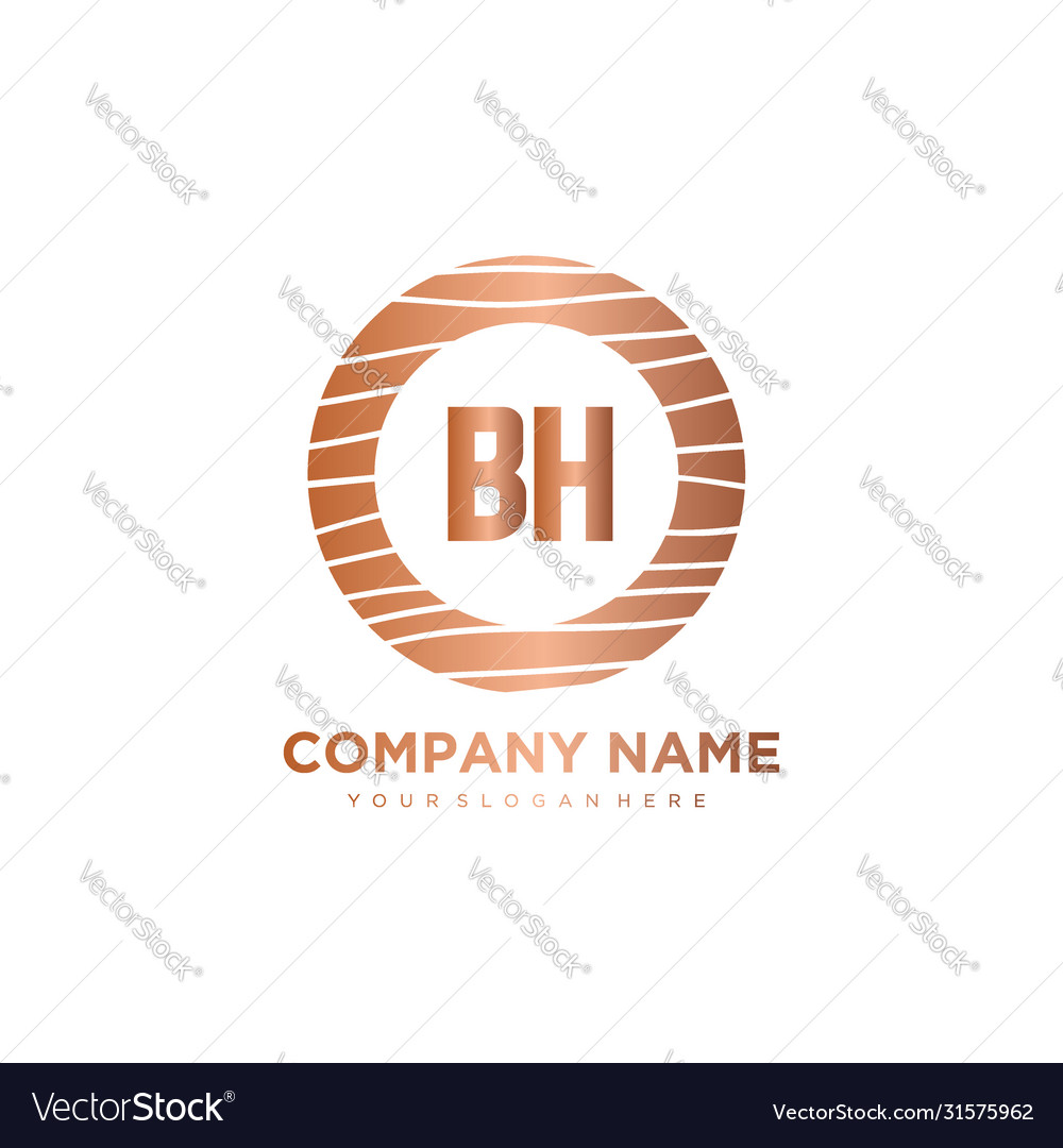 Bh erste Buchstaben Kreis Holz Logo Vorlage