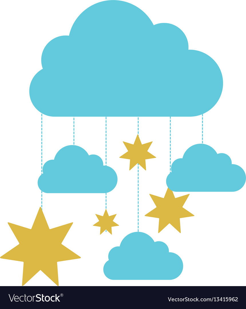 Blue clouds with gold stars icon Royalty Free Vector Image