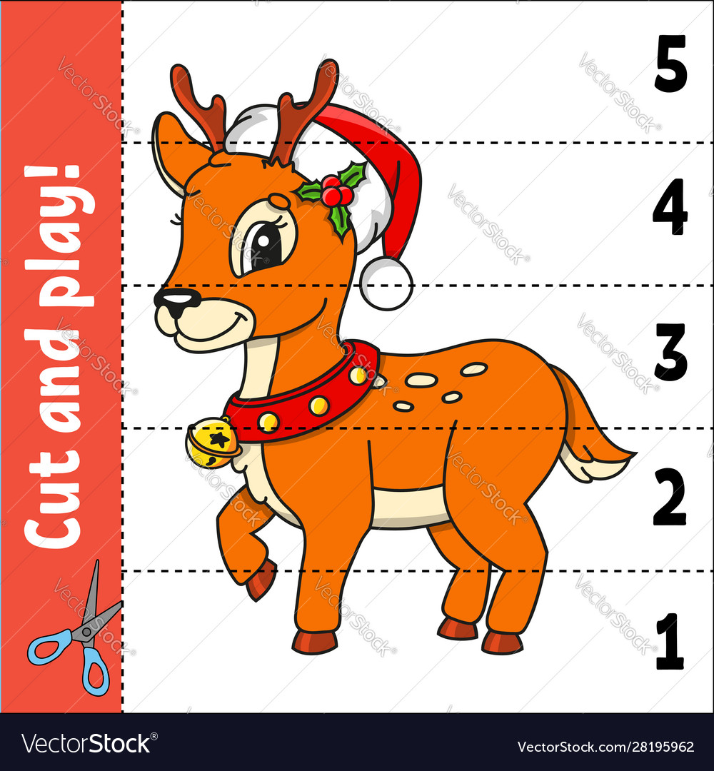 Christmas deer learning numbers 1-5 cut and play