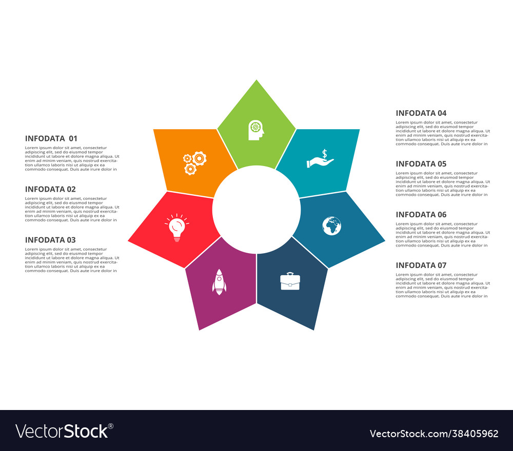 Circle elements graph diagram with 7 steps Vector Image Circle elements graph diagram with 7 steps