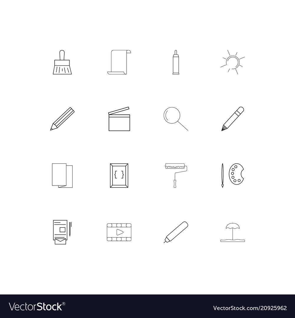 Creative process and design linear thin icons set