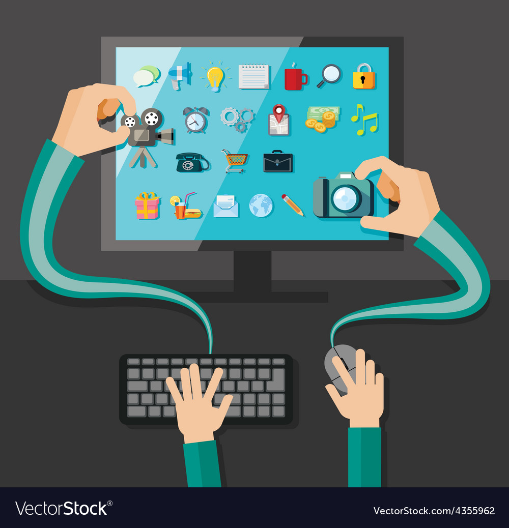 Flat design concept with icons set for busin