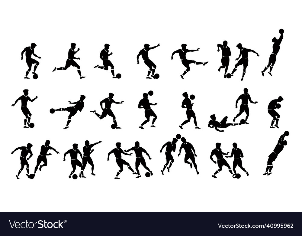 Football players in the game silhouette