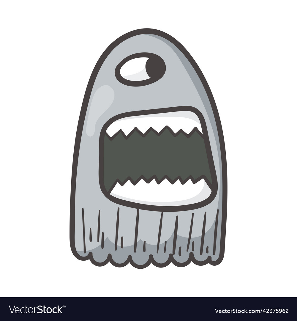 Funny doodle monster character isolated on white