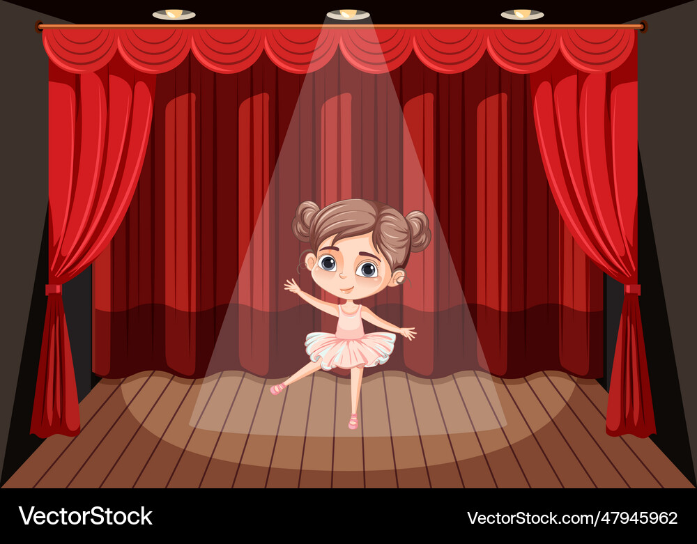 Girl ballet dancing on stage Royalty Free Vector Image