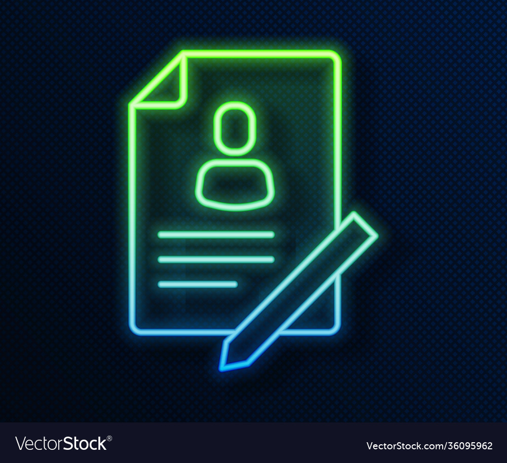Glowing neon line document with shield icon