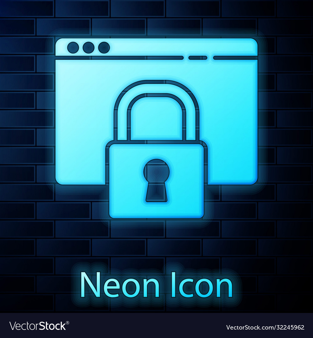 Glowing neon secure your site with https ssl icon vector image Glowing neon secure your site with https ssl icon