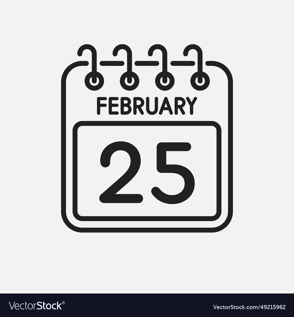 Icon page calendar day - 25 february Royalty Free Vector