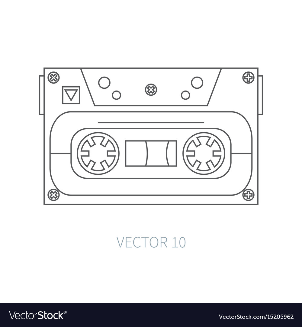 Line flat icon audiocassette hipster style