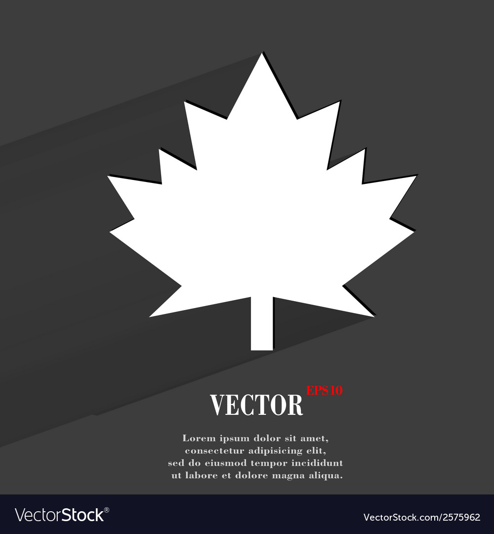 Maple leaf flat modern web button with long shadow