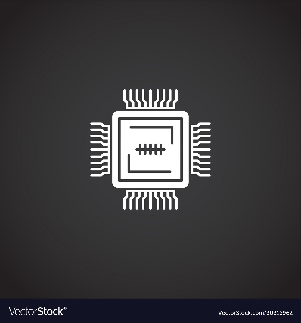 Processor chip related icon on background