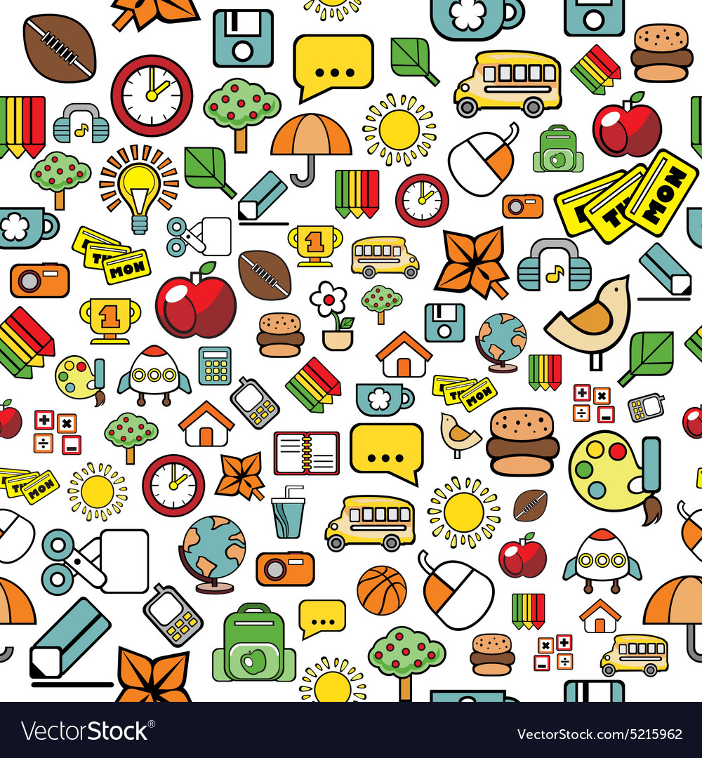 Seamless pattern with elementary school elements