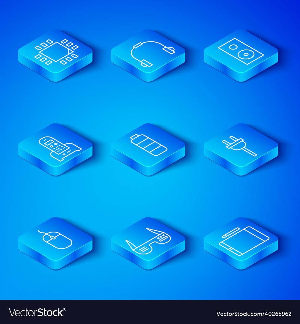 Set line computer mouse battery charge level vector image Set line computer mouse battery charge level