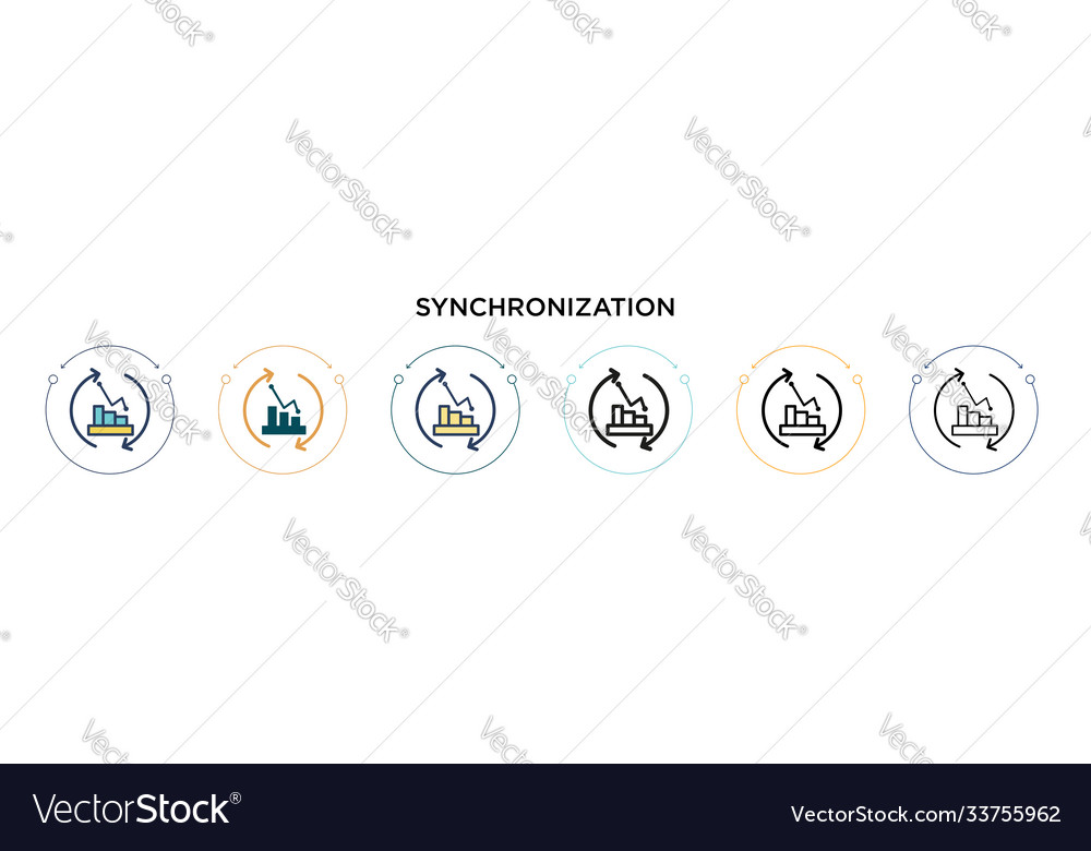 Synchronization icon in filled thin line outline