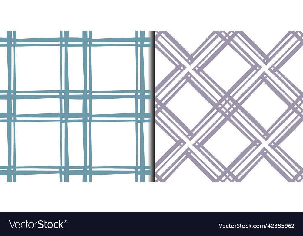 Two checkered geometric grid seamless patterns vector image Two checkered geometric grid seamless patterns