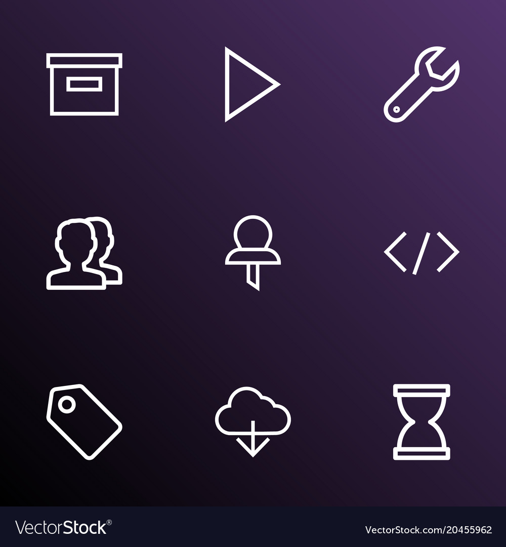 User icons line style set with pushpin label