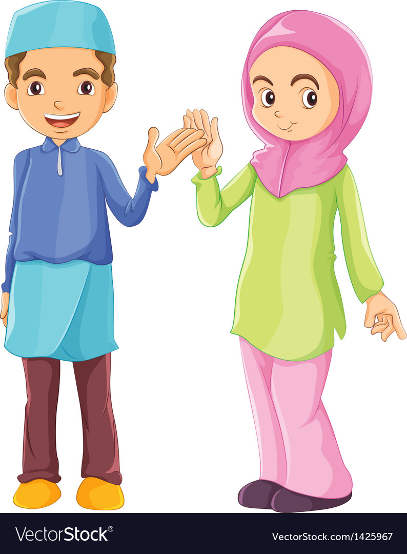 A male and a female muslim Royalty Free Vector Image