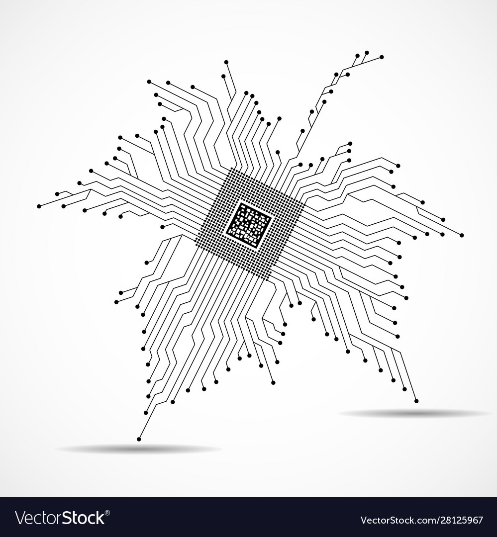 Abstract maple leaf with microprocessor inside
