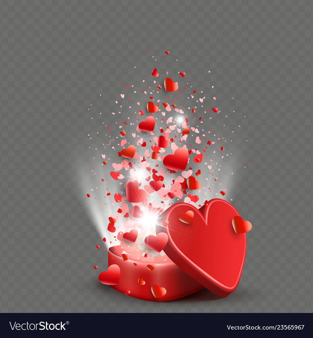 Composition with a casket of red color set