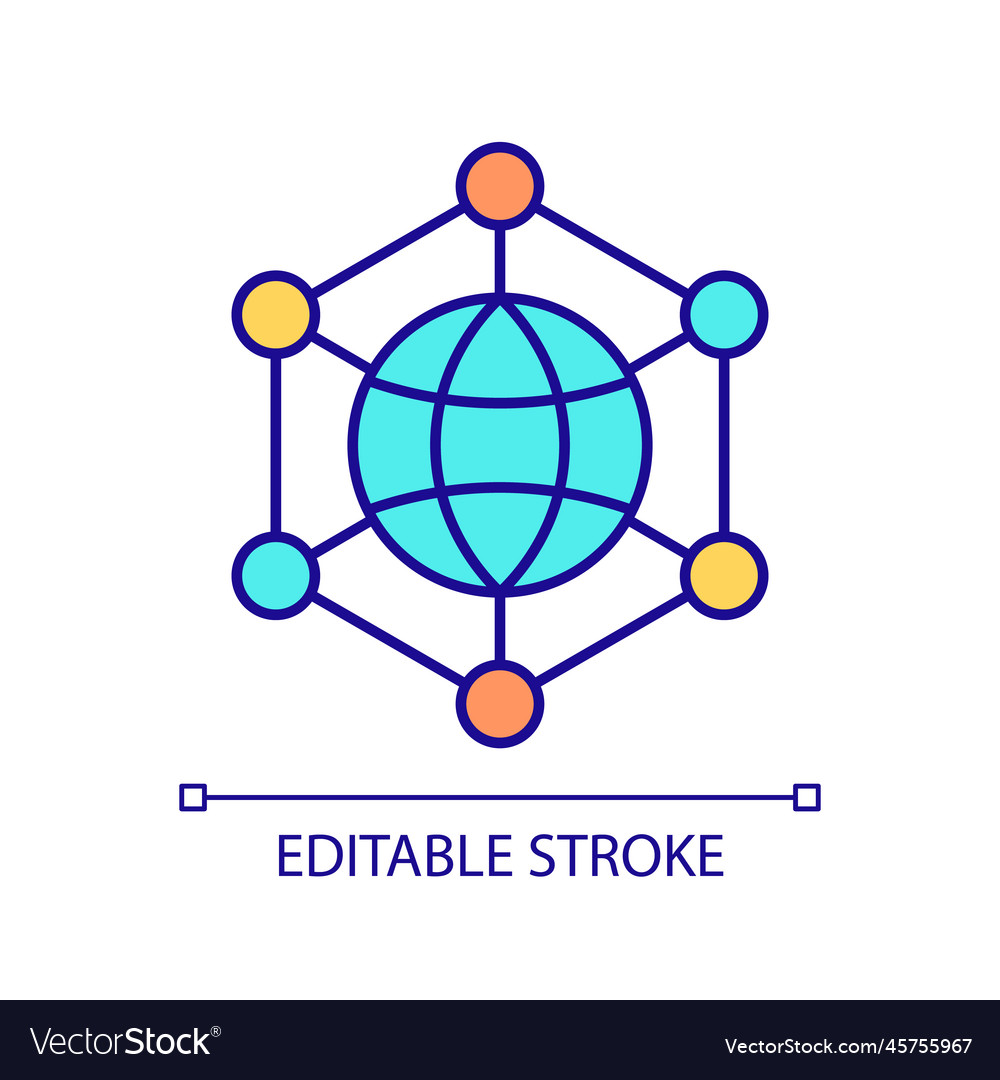 Global communication network rgb color icon