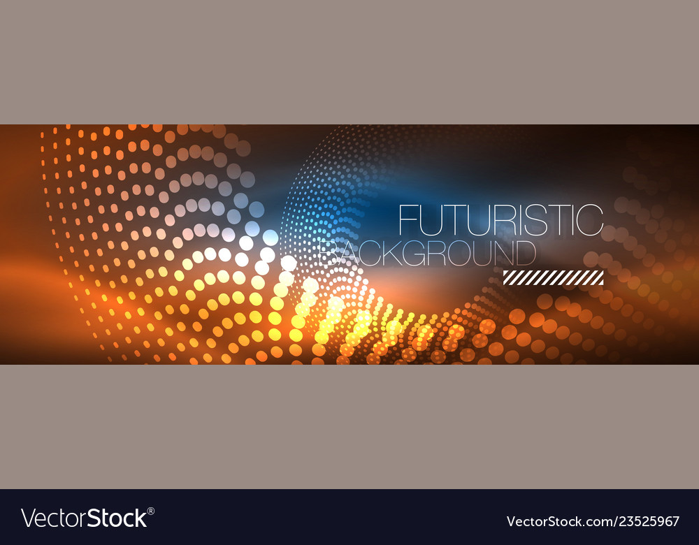 Glowing neon circle line dots round design vector image Glowing neon circle line dots round design